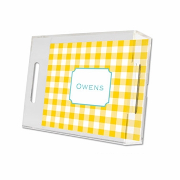 classic check sunflower lucite tray - small