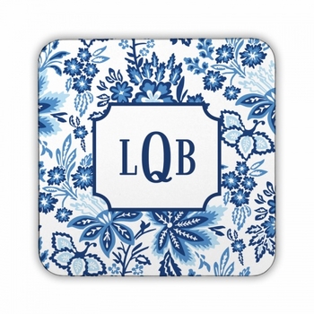 Classic Floral Blue Square Coaster