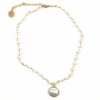 Coin Pearl Heather Choker Necklace