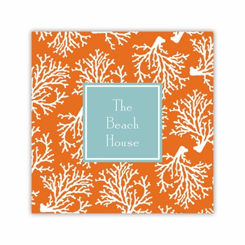 coral repeat coaster square paper coaster<br>set of 50