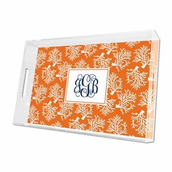 coral repeat lucite tray - large
