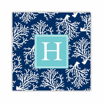 coral repeat navy coaster square paper coaster<br>set of 50