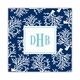 coral repeat navy square paper coaster<br>set of 50