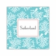 coral repeat teal square paper coaster<br>set of 50