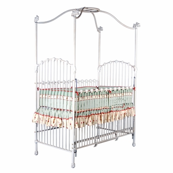 Corsican bunny finials iron canopy crib
