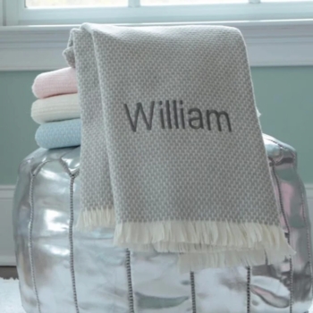 cotton blend fringed grain of rice baby blanket