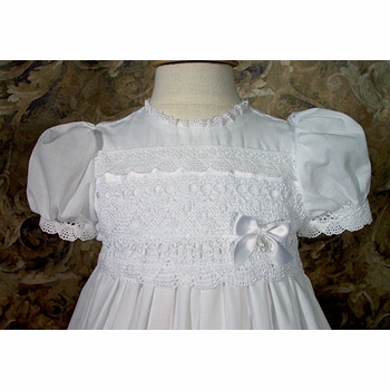 cotton christening gown with cluny trim