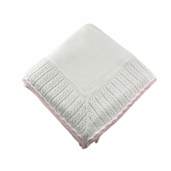 cotton jersey baby blanket with pointelle border