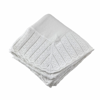 cotton jersey baby blanket with pointelle border