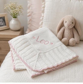 cotton jersey baby blanket with pointelle border