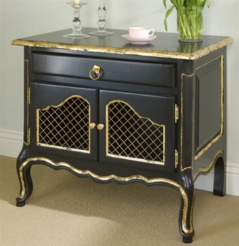 Country French Night Table (Black - Gilding)