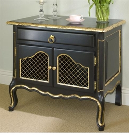 Country French Night Table (Black - Gilding)
