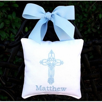 cross monogrammed doorknob pillow -  unavailable