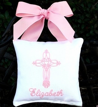 cross monogrammed doorknob pillow -  unavailable