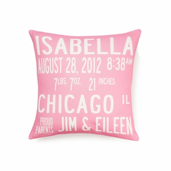 Custom Birth Announcement Pillow