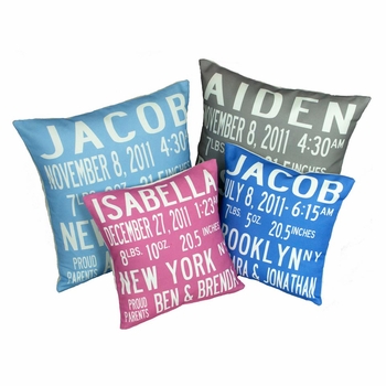 Custom Birth Announcement Pillow