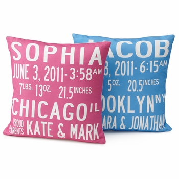 Custom Birth Announcement Pillow