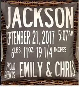 custom birth announcement pillow