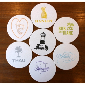 custom letterpress coasters
