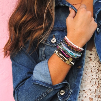 Customize Your Charm - Mini Fuchsia Agate Classic Charm Bracelet