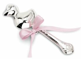 Duck Sterling Silver Baby Rattle