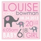 Elephant Love Girl Canvas Birth Announcement