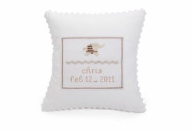 embroidered baby white elephant pillow