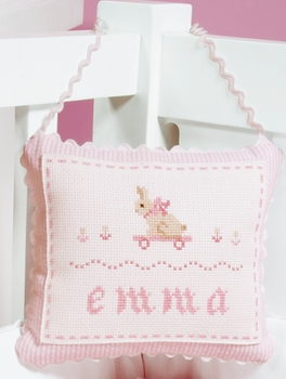 embroidered bunny door pillow
