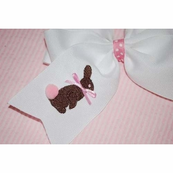 Embroidered Chocolate Bunny Bow