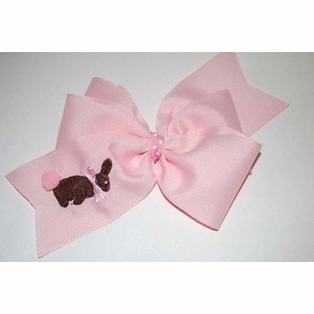 Embroidered Chocolate Bunny Bow