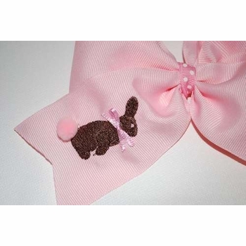 Embroidered Chocolate Bunny Bow
