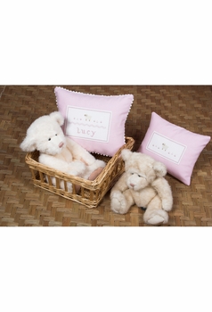 embroidered crib bedding set - pink sheep