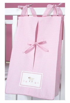 embroidered crib bedding set - pink sheep