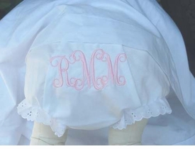 Embroidered Diaper Cover, Interlocking Formal Monogram