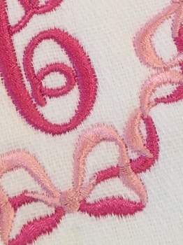 embroidered initial burp cloth with bows