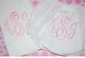 Embroidered Monogram Diaper Cover and Burp Cloth Set