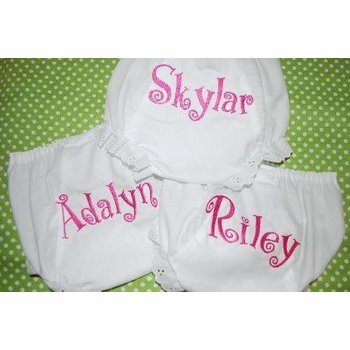 Embroidered Name Monogrammed Bloomers Diaper Cover Panty - Curly