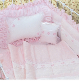 embroidered orchidee and primel crib bedding