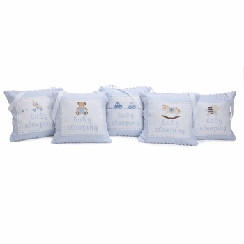 embroidered personalized hanging door pillow - blue