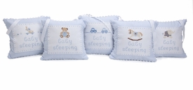 embroidered personalized hanging door pillow - blue