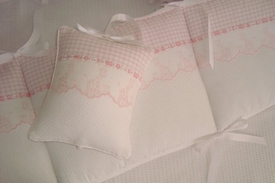 Embroidered Pink Giraffe Crib Bedding