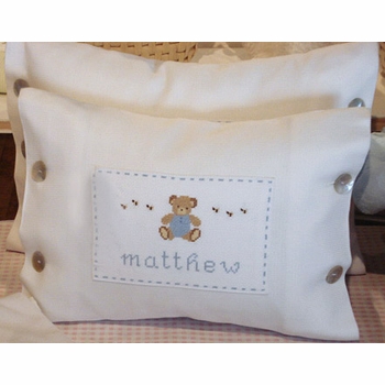 embroidered pique teddy bear pillow