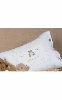embroidered pique teddy bear pillow