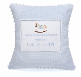 embroidered rocking horse pillow