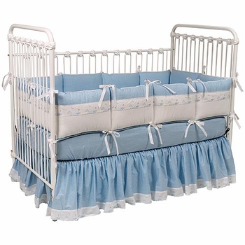 embroidered sailboats crib bedding by blauen