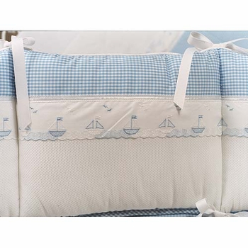 embroidered sailboats crib bedding by blauen