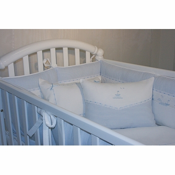 Embroidered Sailboats Crib Linens