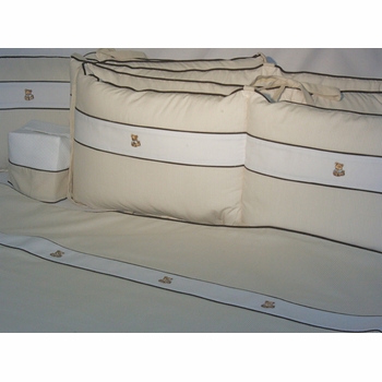 embroidered teddy bear crib linens