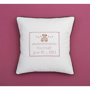 embroidered teddy bear pillow