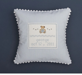 embroidered teddy bear pillow